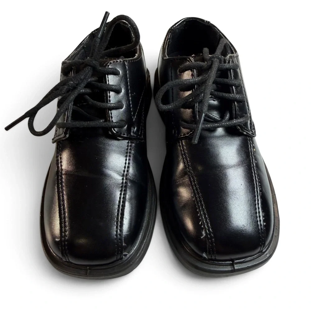 Deer Stags Gabe Boys Black Dress Shoes Lace Up Oxfords Size 11M Bicycle Toe